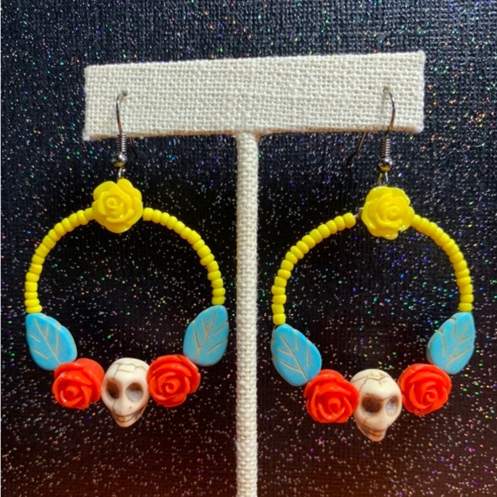 Día de Muertos hoop earrings